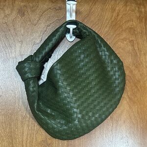 Chic Olive Woven Hobo Bag